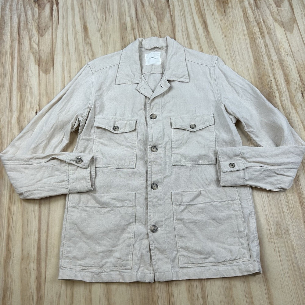 A Day's March Women's Small 100% French Linen Chore Jacket Cream Off White